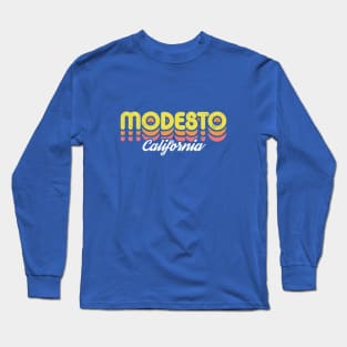 Retro Modesto California Long Sleeve T-Shirt